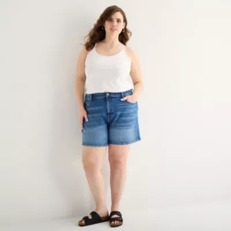 a.n.a Womens High Rise Plus Denim Short