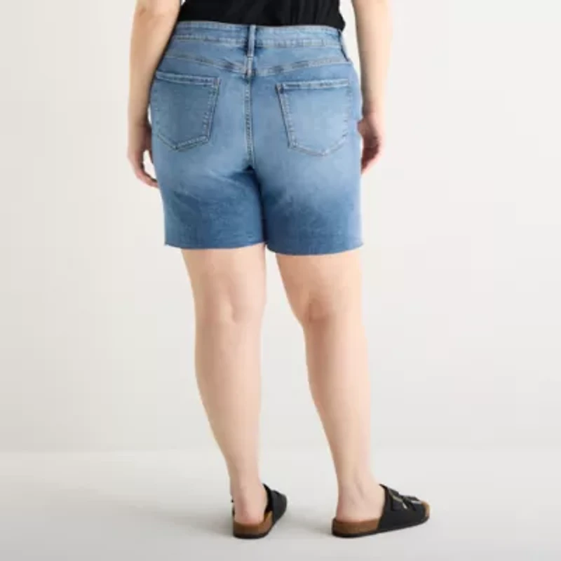 a.n.a Embellished Womens Plus High Rise 5" Denim Short