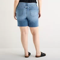 a.n.a Embellished Womens Plus High Rise 5" Denim Short
