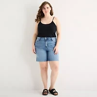 a.n.a Embellished Womens Plus High Rise 5" Denim Short