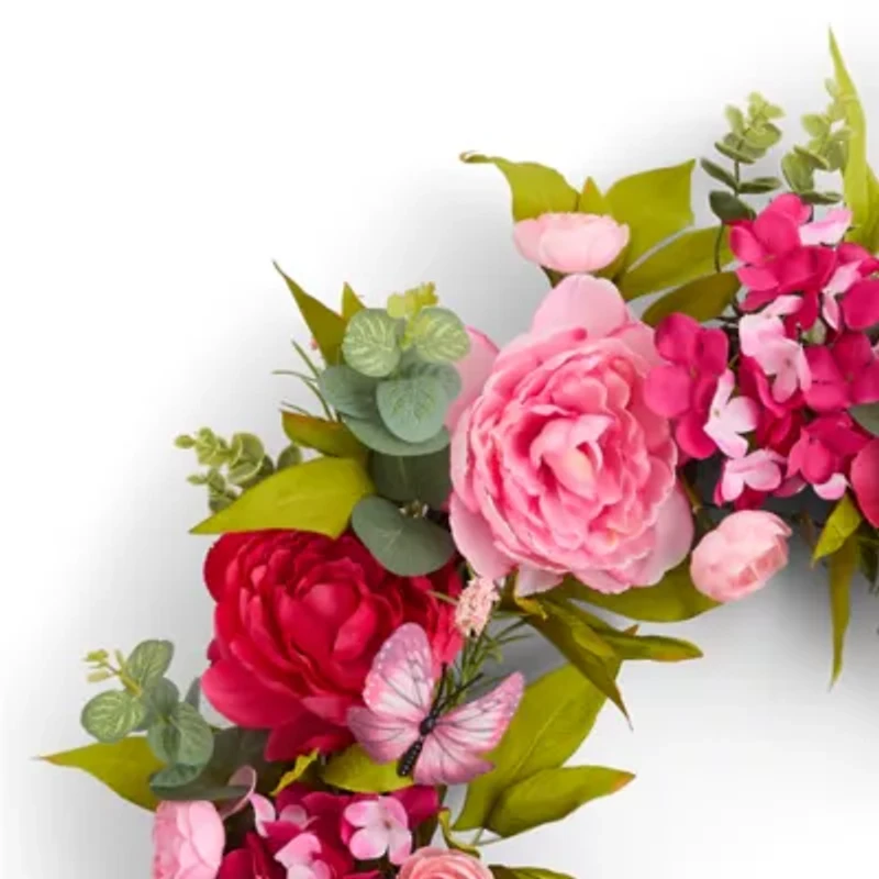 Linden Street Hot Pink Peony Wreath
