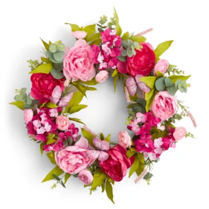 Linden Street Hot Pink Peony Wreath