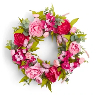 Linden Street Hot Pink Peony Wreath