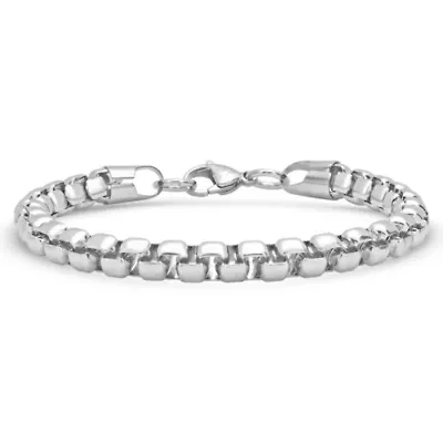 Steeltime Mens Stainless Steel Solid Link Chain Bracelet