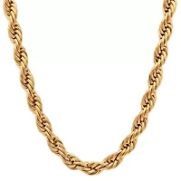 Steeltime Mens 18K Gold Over Stainless Steel 30 Inch Rope Chain Necklace