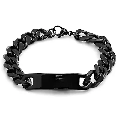 Steeltime Mens Stainless Steel Solid Curb Id Bracelet