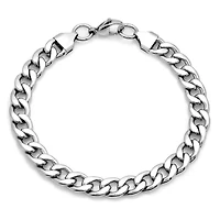 Steeltime Mens Stainless Steel Solid Curb Chain Bracelet