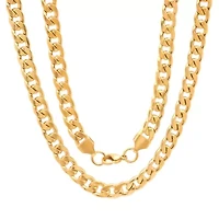 Steeltime Mens 18K Gold Over Stainless Steel 24 Inch Curb Chain Necklace