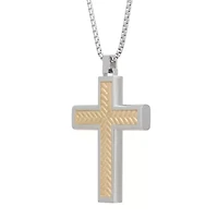 Mens Stainless Steel Cross 24 Inch Pendant Necklace