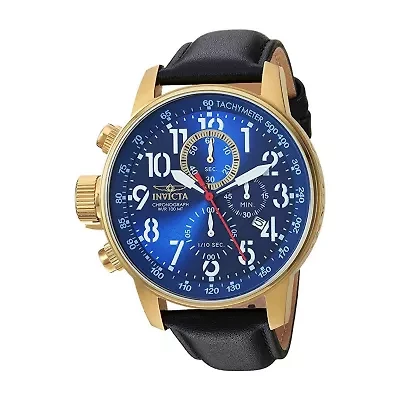 Invicta I-Force Mens Black Leather Strap Watch 24737