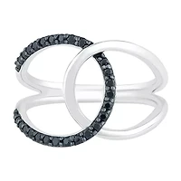Double C Link Womens 1/4 CT. T.W. Natural Black Diamond Sterling Silver Cocktail Ring