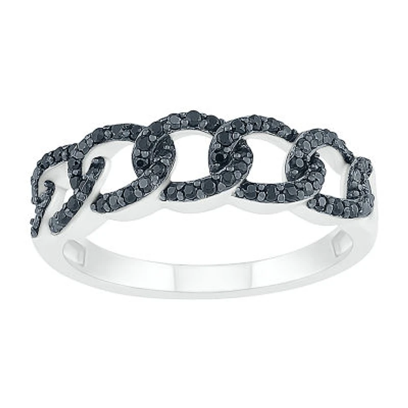 Womens 1/4 CT. T.W. Natural Black Diamond Sterling Silver Cocktail Ring