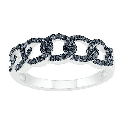 Womens 1/4 CT. T.W. Natural Black Diamond Sterling Silver Cocktail Ring