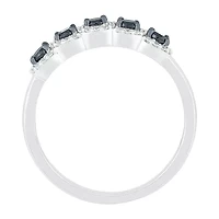 Womens 2MM 1/2 CT. T.W. Natural Black Diamond Sterling Silver 5-Stone Band