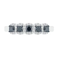 Womens 2MM 1/2 CT. T.W. Natural Black Diamond Sterling Silver 5-Stone Band