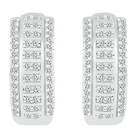 Womens 1 CT. T.W. Natural White Diamond Sterling Silver 21mm Hoop Earrings