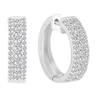 Womens 1 CT. T.W. Natural White Diamond Sterling Silver 20mm Hoop Earrings