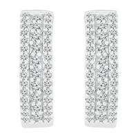 Womens 1 CT. T.W. Natural White Diamond Sterling Silver 20mm Hoop Earrings