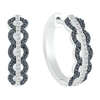 Womens 1/2 CT. T.W. Natural Black Diamond Sterling Silver 18mm Hoop Earrings