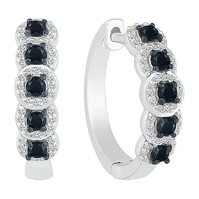 Womens 1/2 CT. T.W. Natural Black Diamond Sterling Silver 16.5mm Hoop Earrings