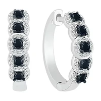 Womens 1/2 CT. T.W. Natural Black Diamond Sterling Silver 16.5mm Hoop Earrings