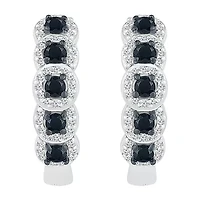 Womens 1/2 CT. T.W. Natural Black Diamond Sterling Silver 16.5mm Hoop Earrings
