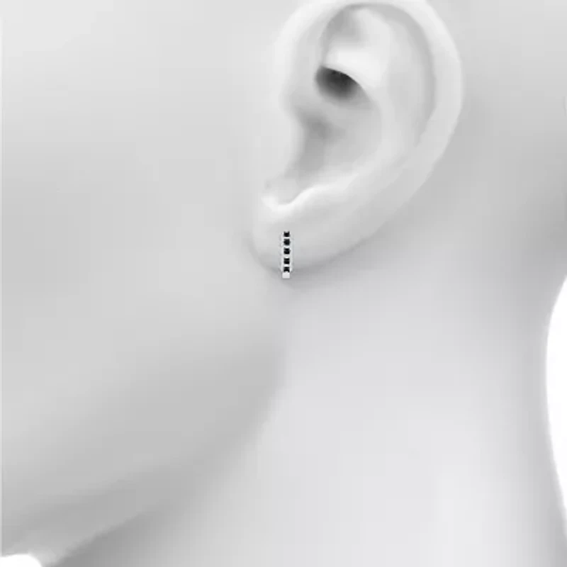 Womens 1/2 CT. T.W. Natural Black Diamond Sterling Silver 16.5mm Hoop Earrings