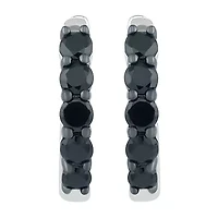Womens 1/2 CT. T.W. Natural Black Diamond Sterling Silver 13mm Hoop Earrings