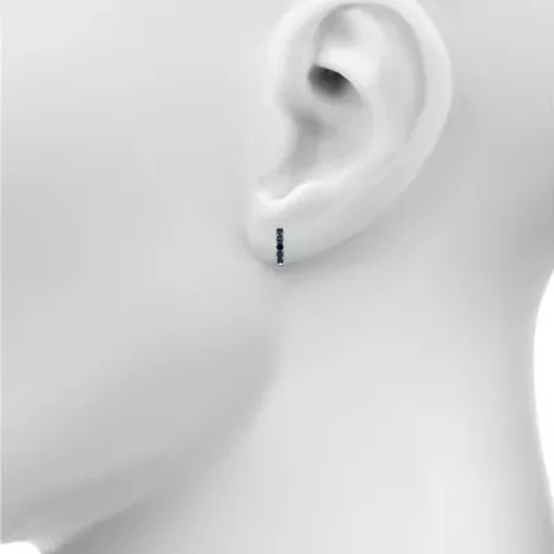 Womens 1/2 CT. T.W. Natural Black Diamond Sterling Silver 13mm Hoop Earrings