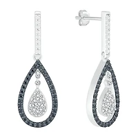 Womens 1/ CT. T.W. Natural Diamond Sterling Silver Pear Drop Earrings