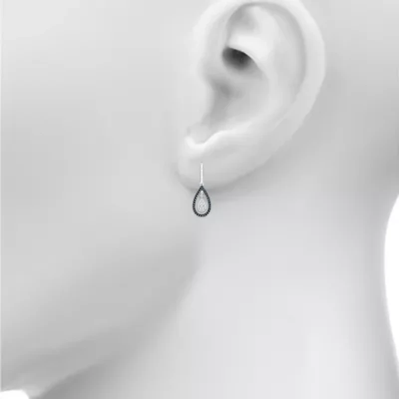 Womens 1/ CT. T.W. Natural Diamond Sterling Silver Pear Drop Earrings