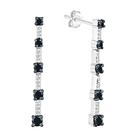 Linear Womens 1/3 CT. T.W. Natural Black Diamond Sterling Silver Drop Earrings