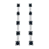 Linear Womens 1/3 CT. T.W. Natural Black Diamond Sterling Silver Drop Earrings
