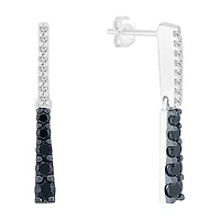 Linear Womens 1/3 CT. T.W. Natural Black Diamond Sterling Silver Drop Earrings