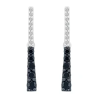 Linear Womens 1/3 CT. T.W. Natural Black Diamond Sterling Silver Drop Earrings