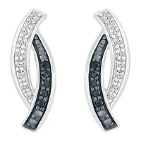 1/8 CT. T.W. Natural Black Diamond Sterling Silver 14.5mm Curved Stud Earrings