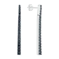 Linear Womens 1/3 CT. T.W. Natural Black Diamond Sterling Silver Drop Earrings