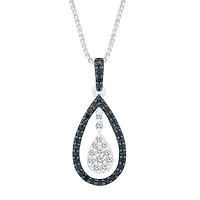 Womens 1/3 CT. T.W. Natural Black Diamond Sterling Silver Pear 18 Inch Pendant Necklace