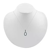 Womens 1/3 CT. T.W. Natural Black Diamond Sterling Silver Pear 18 Inch Pendant Necklace