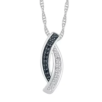 Womens Diamond Accent Natural Black Diamond Sterling Silver 18 Inch Pendant Necklace