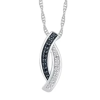 Womens Diamond Accent Natural Black Diamond Sterling Silver 18 Inch Pendant Necklace