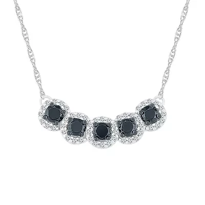 Womens 1/2 CT. T.W. Natural Black Diamond Sterling Silver 18 Inch Pendant Necklace