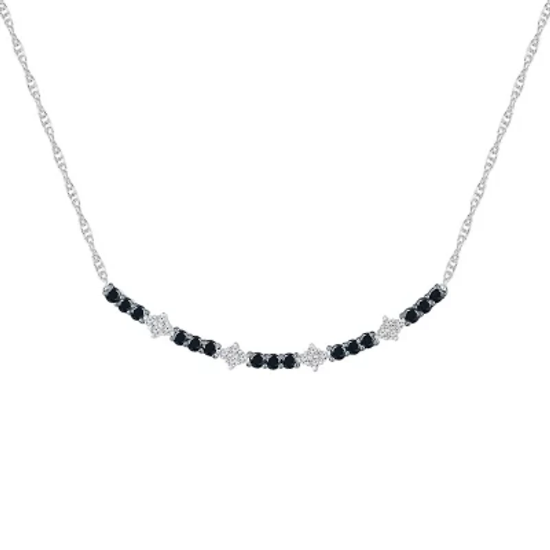 Womens 3/4 CT. T.W. Natural Black Diamond Sterling Silver Curved 18 Inch Pendant Necklace