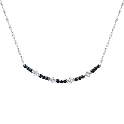 Womens 3/4 CT. T.W. Natural Black Diamond Sterling Silver Curved 18 Inch Pendant Necklace