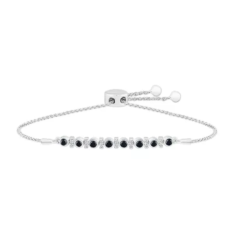 Womens 3/ CT. T.W. Natural Black Diamond Sterling Silver Bolo Bracelet