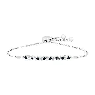 Womens 3/8 CT. T.W. Natural Black Diamond Sterling Silver Bolo Bracelet