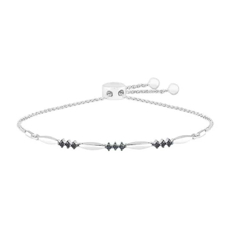 Womens 3/ CT. T.W. Natural Black Diamond Sterling Silver Bolo Bracelet