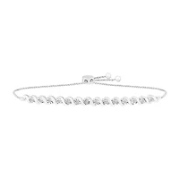 Womens 1/2 CT. T.W. Natural White Diamond Sterling Silver Bolo Bracelet