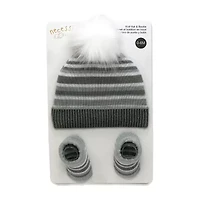 3 Stories Trading Company Baby Knit Hat & Booties - 3 Pieces