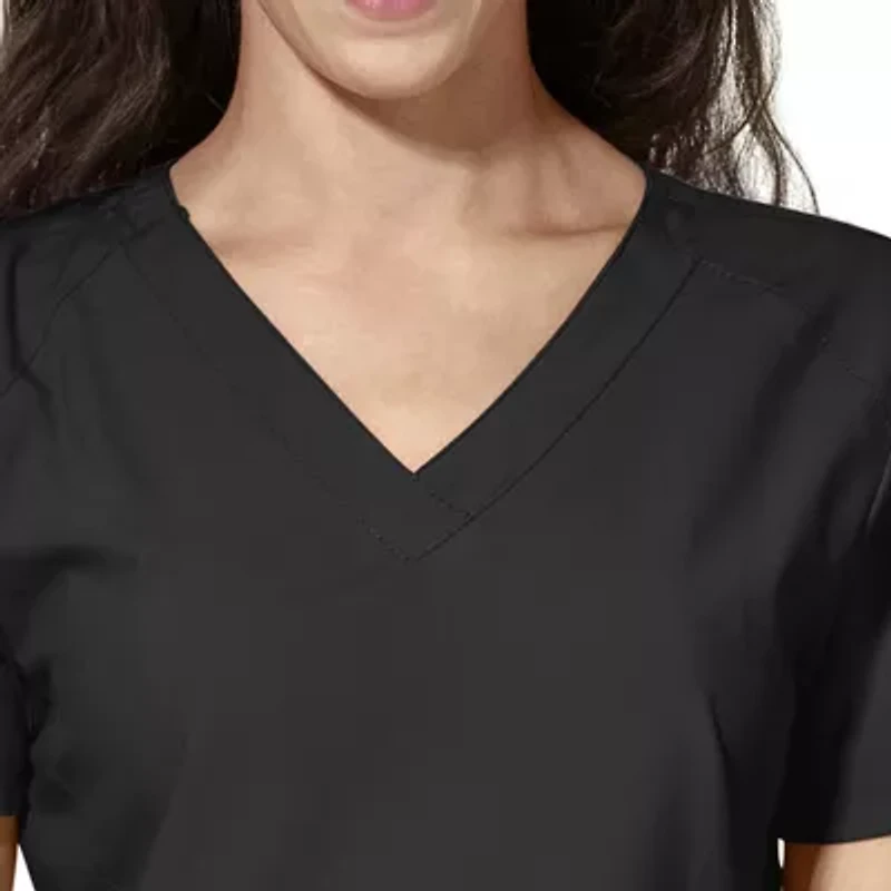 Wink® W123 Stylized Womens V Neck Short Sleeve Moisture Wicking Wrinkle Resistant Quick Dry Scrub Top